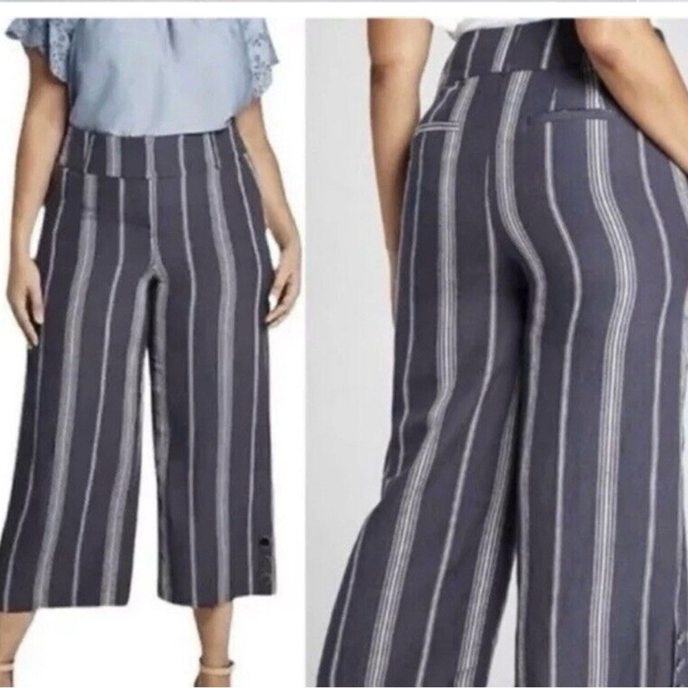 Lane Bryant Gray and White Wide Leg Pants